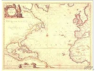 1650 Atlantic Ocean Antique Map Reproduction
